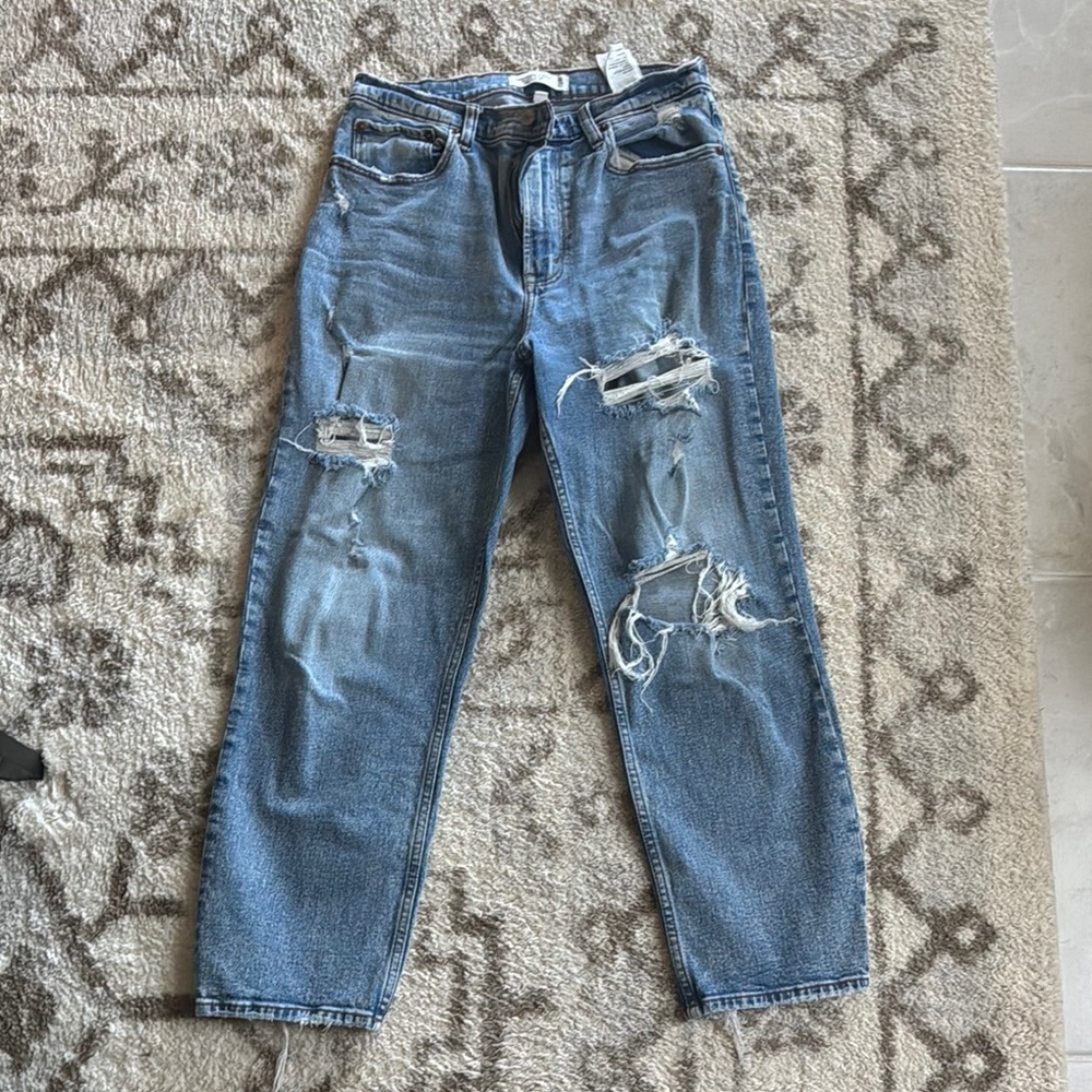 Distressed Blue Jeans